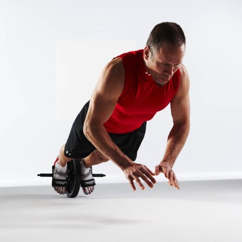 Image of Lifeline Power Wheel for At Home Full Body Functional Fitness Strength including Abs & Core, Lower Body and Upper Body with Foot Straps for More Workout Options , Black
