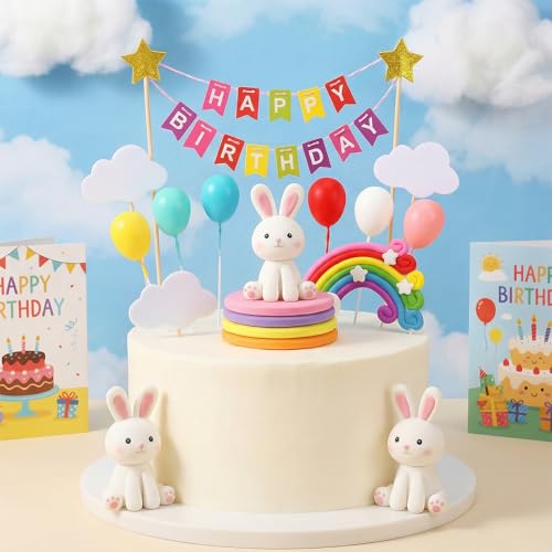 15Pcs Rainbow Cake Topper Kit happy birthday cake toppers - image 6
