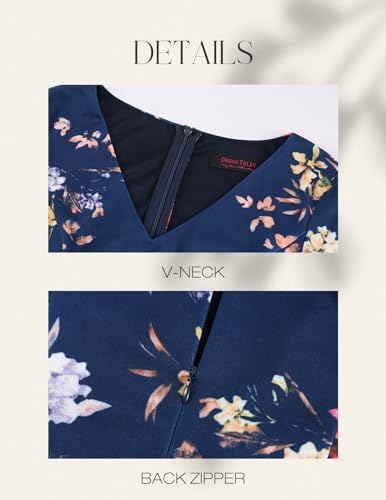 Image of DRESSTELLS Women's Cocktail Dress Summer Wedding Guest Party Vintage 3 /4 Bell Sleeve V Neck A-Line Dress