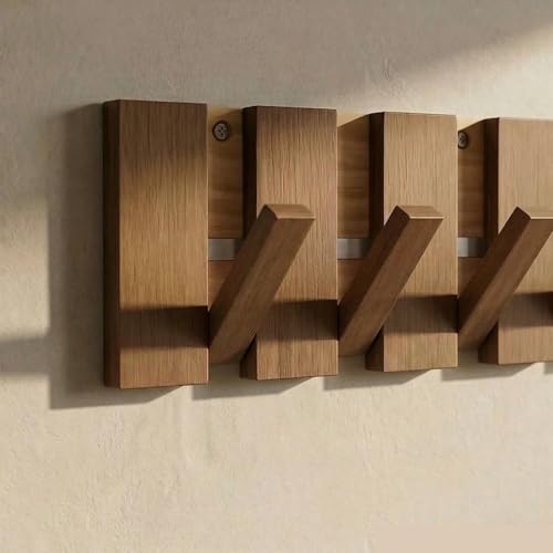 GENNIZZ Wood Coat Rack with 3 Hooks Wall Mounted, Piano Key Design Coat Hanger, Ideal for Hanging Coats Hats Towels Bags Keys