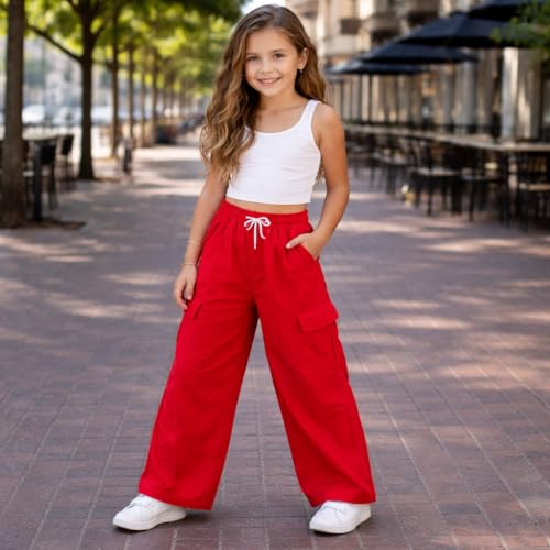 Image of T2F Girls Cotton Baggy Fit Cargo Pants (Pack of 3)
