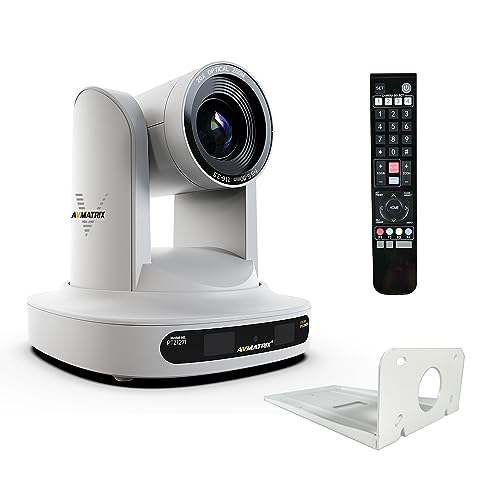 AVMATRIX PTZ Camera with 20x Optical Zoom, Full HD POE Streaming 3G-SDI Camera HDMI 1080P 60Fps Output with RS232 RS485 IP Live Streaming for YouTube Skype Church Conference Meeting Room White