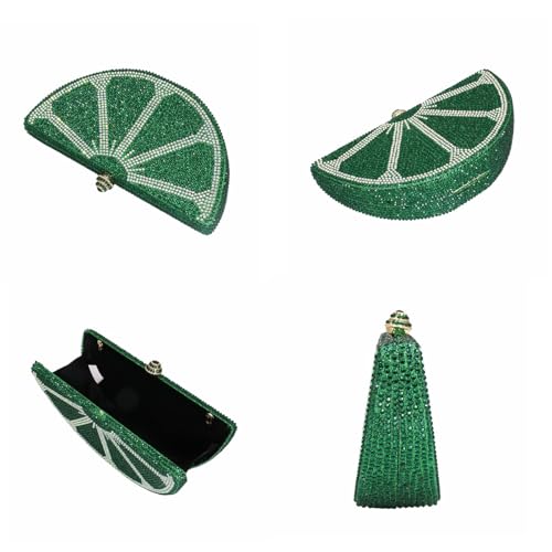 Image of Women Rhinestone Clutch Purse Watermelon Shape Handbag Cute Fruit Crossbody Bag Crystal Wedding Party Purse