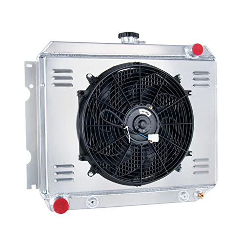 Cubauto Full Aluminum Radiator For 1968-1974 Dodge Challenger Charger Coronet Plymouth Mopar Cars Big Block V8,3-Rows Aluminum Radiator With Shroud Fan Relay #TOP2
