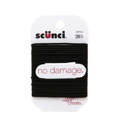Scunci Effortless Beauty Small No-damage Elastics, Black, 2mm, 102-Count