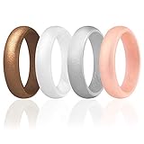 ROQ Silicone Wedding Ring For Women, Affordable Silicone Rubber Wedding Bands Bridal Sets - Glitters...