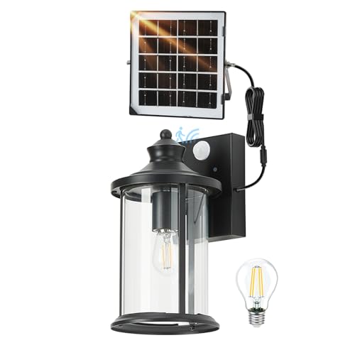 OKELI Solar Dusk-to-Dawn Motion Porch Light, Black, 1 Pack
