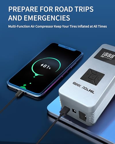 Image of Jump Starter with Air Compressor, 12V 8000A Car Automotive Battery Jump Starter (6.0L Gas and 3.0L Diesel), 150PSI Tire Inflator Pump for Car, Motorcycle and Bicycle