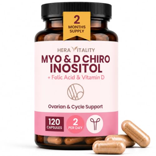 Inositol Capsules for Women | Myo & D-Chiro Inositol Complex with Folic Acid & Vitamin D3 | Hormone Balance Cycle Support & PCOS | 120 Capsules (2 Month Supply)