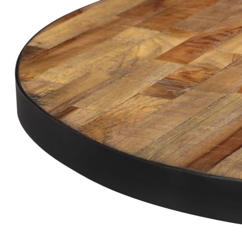 Table basse en teck massif recyclé Ø 55 cm et piétement fer noir - 7