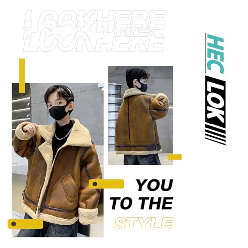 Boys Winter Coat Heavyweight Fleece Lined Waterproof Winter Jacket Genuine leather wool Warm and windproof3