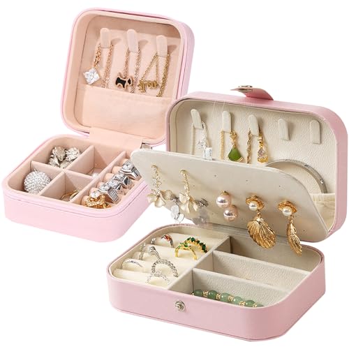 Consejos para Comprar Organizadores y cajas para joyas los 5 más buscados. 49 2 PCS Organizador para Mujer de PU Caja joyas de viaje.Portátil Jewelry Organizer con utiliza para almacenar joyas pendientes anillos collares lápiz labial etc.