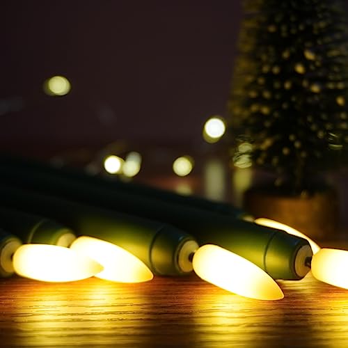 Image of Green Flameless Taper Candles with Remote, Flickering Battery LED Candlesticks Wedding Home Decor Set of 4