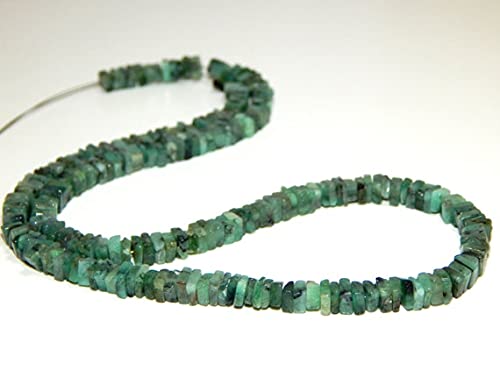 Émeraude perles heishi carrées en pierre naturelle véritable de 5mm pour création de bijoux DIY