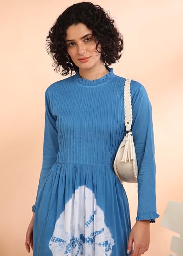 Image of Maaesa Women Floral Cotton Flared Dress
