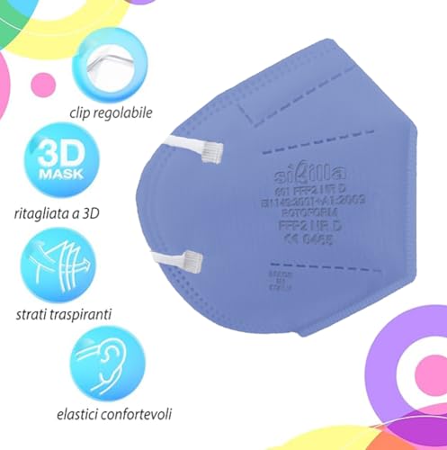 Rotoform 50st. FFP2 Masken, 5-lagig Schutz FFP2 Maske Bunt, FFP2 Maske CE2233, FFP2 Maske Bunt Erwachsene EN 149:2001+A1:2009, Masken BFE ≥ 94%, FFP2 Halbmaske Filtern