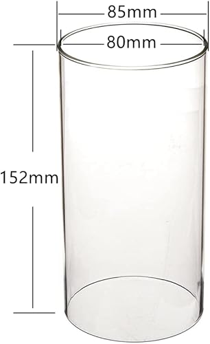 Miniatura 6 de Portavelas de cristal para huracanes, chimeneas de vidrio para velas, cilindro de vidrio de huracán de extremo abierto de 3.7 pulgadas de ancho x 8