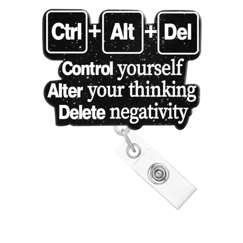 Abamilaka Nursing Badge Reel Retractable Funny Nurse ID Badge Holder with Alligator Clip Control Yourself Alter Your Thinking Delete Negativity Acrylic Name Badge Clip Medical Social Worker