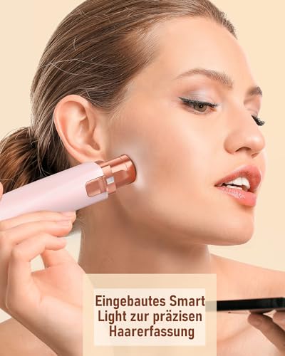 Augenbrauenrasierer & Gesichtshaarentferner für frauen: 2-in-1 Augenbrauen Trimmer und Gesichtsrasierer frauen, iFanzeTech Gesicht-Epilierer Damen für Oberlippe,Kinn und Wangen, Rosa 4