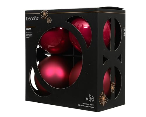 Kaemingk Weihnachtskugeln Glas 10cm 4 Stück - matt & glänzend - Große Christbaumkugeln Weihnachtsbaumkugeln für Weihnachten - Christbaumschmuck & Weihnachtsbaumschmuck - Festlich Rosa