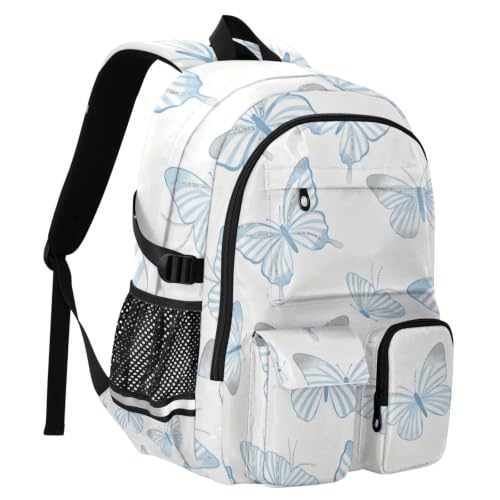 Mochila para laptop de mariposas azules escolar infantil juvenil 2