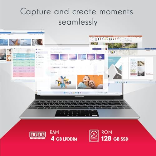 Image of Thomson Neo Metallic with Numeric Touch Pad Intel Celeron Dual Core N4020 - (4 GB /128 GB SSD /Windows 11 Home) IN-PX14C Thin and Light Laptop (14.1 inch, Silver, 1.30 kg)