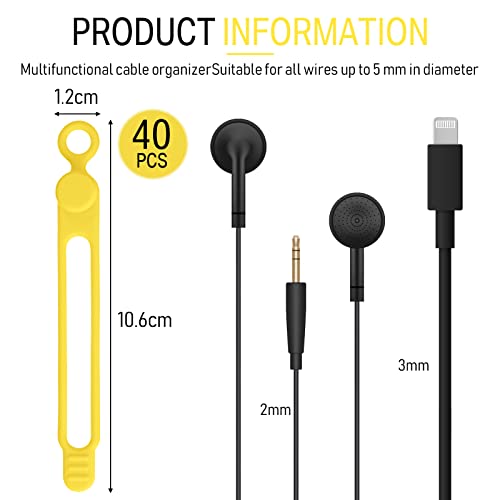 40 Pcs Silicone Cable Ties Reusable Holder Strap Cord Ties Adjustable Cable Straps Multipurpose Charging Cable Organizer For Fastening Cable Charging Cords Wires (Assorted Color, 4.3 Inch) #TOP2