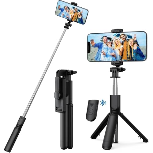 Image of Elfora R1 Selfie Stick Tripod Stand|Lightweight & Portable Design for Stable Shots|Extendable with Wireless Remote for Vlogging & Capturing Photos|Compatible for All Android Smartphones and iPhones
