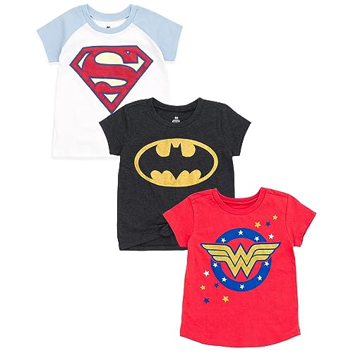 DC Comics Justice League Wonder Woman Girls 3 Pack T-Shirts Toddler to Big Kid