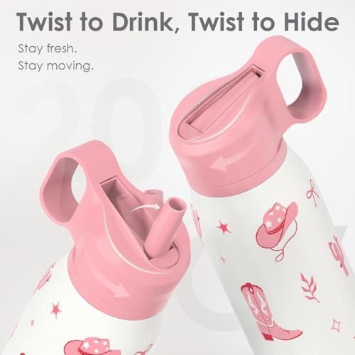 Image of Cowgirl Water Bottle with Twist Lid Insulated Stainless Steel 20oz, Travel Water Bottles for Sports & Gym, Gift for Women Girfriend Birthday Christmas