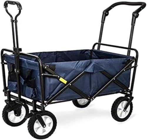 Carro plegable con 4 ruedas resistentes, carrito para playa, jardín y camping miniatura 1