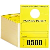 500-Pack Parking Permit, Blank Temporary Parking Pass, Numbered Hang Tags, Car Parking Management, Yellow, 3.15 x 4.75 inches