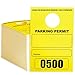 500-Pack Parking Permit, Blank Temporary Parking Pass, Numbered Hang Tags, Car Parking Management, Yellow, 3.15 x 4.75 inches