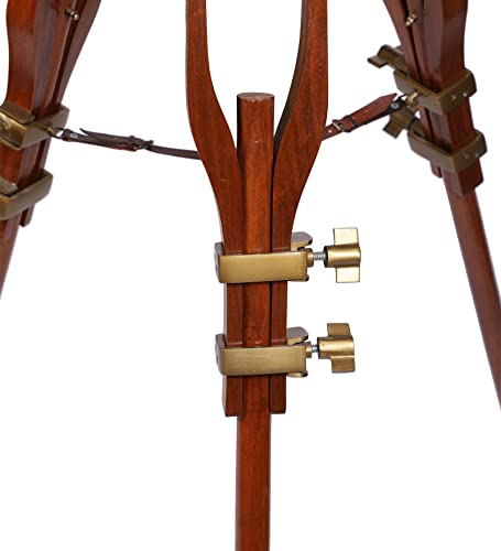 Image of Wooden Tripod Spot Light Floor Lamp with Wooden Spot Light Head for Livingroom, Bedroom, Drawingroom, Reading Lamp, Spotlight (Antique)