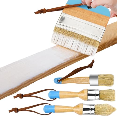 Cepillo de de Pintura, Pincel de Muebles de Tiza,Cepillo de Tiza Multifuncional, Juego de 4 Piezas: cepillos de Lavado Seguros y prácticos para la decoración de Muebles y el hogar
