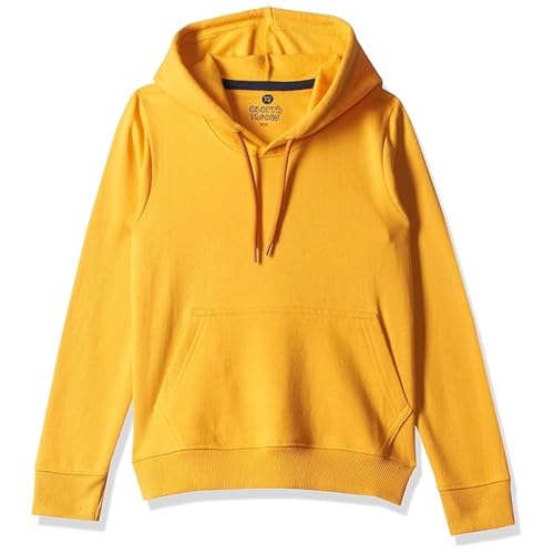 Image of Solid Cotton Fleece Girls Hooded Neck Sweatshirt with Kangaroo Pocket