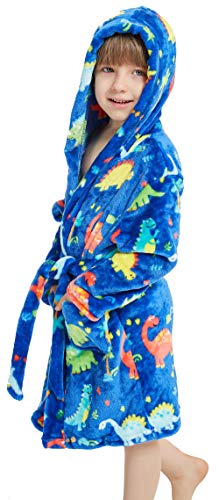 Boys' Hooded Bathrobe Kids Plush Fuzzy Fleece Robe Teen boy Soft Spa Robe Girls Sleepwear pajamas Toddler Nightgown4
