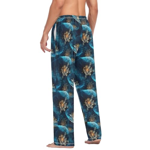 Aflyko Ocean Men's Pajama Pants Jellyfish Vivid Blue Pjs Sleepwear Bottoms3