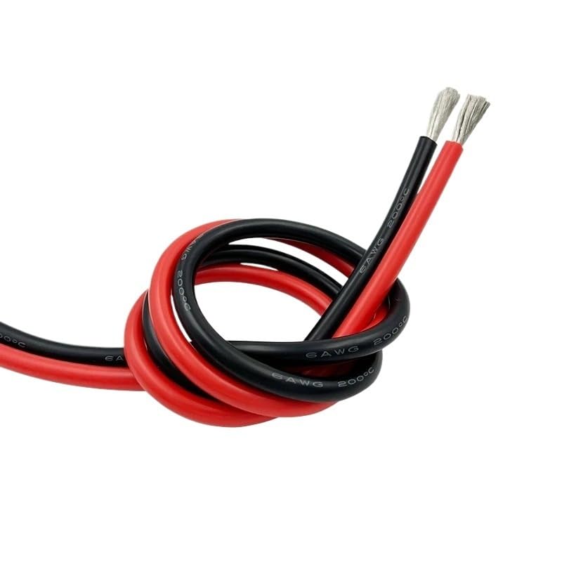 Przewód elektryczny, Czarny miękki silikonowy kabel 5 10-metrowy przewody elektryczne do instalacji samochodowych 28 26 24 22 20 18 16 14 12 10 8 6 AWG akumulator samochodowy(6 AWG,1m)
