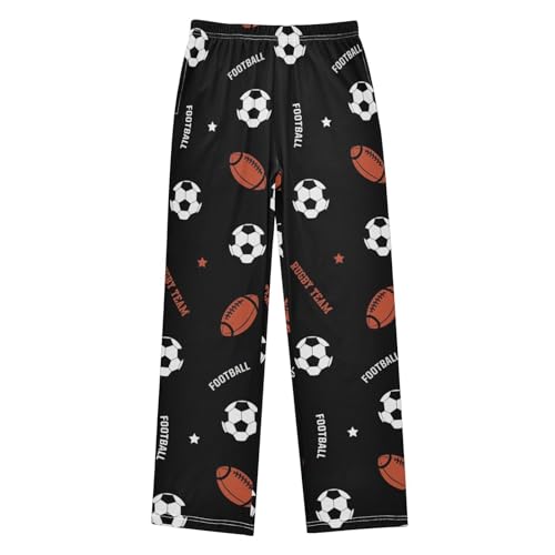 CaTaKu Boys Football Cute Soccer Ball Pants for Boys Girls Wide Leg Sweatpants Kids Long Bottoms with Pockets Size 6-14Y