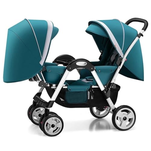KITCISSL Dobles Cochecito Silla De Paseo De Bebe Cochecito Gemelar Coche Bebe Plegable, Cochecitos Carritos Portátiles Carrito Bebe Carros for Bebes(Groen)