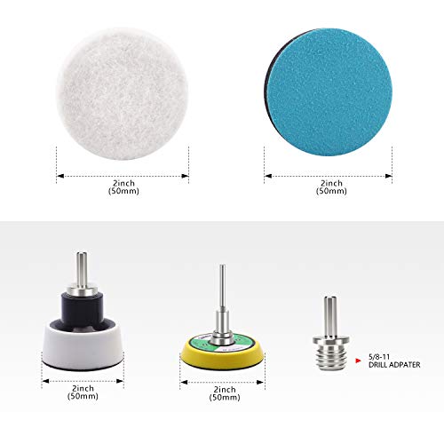 Glass Polishing Pad, Prommon 2Inch Car Glass Felt Polishing Buffing Pad, 8Pcs Polishing Sanding Discs, Felt Polishing Wheel With Towel, 3Mm Shank Backing Pad For Rotary Tools To Polish Glass And Metal #TOP1