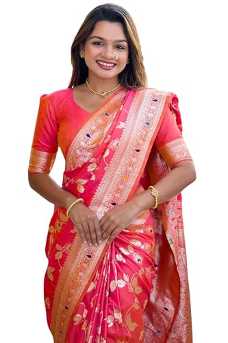 SGF11 Women's Kanjivaram Pure Soft Silk Handloom Saree Pure Golden Zari With Blouse Piece product image 10