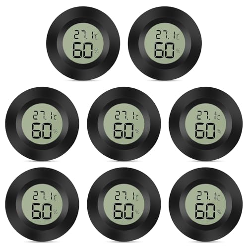 Duxivo 8 Mini Higrómetro Termómetro, LCD Digital Interior Temperatura y Medidor Humedad, Termometro Higrometro para Invernadero, Bodega, Sótano, Almacén, Cuarto de Bebé