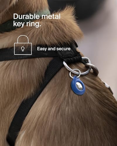 Image of Belkin Waterproof Apple AirTag Secure Holder with Key Ring, Durable Scratch-Resistant AirTag Case, Protective AirTag Keychain Accessory for Keys, Pets, Luggage, Backpacks, and More - Blue