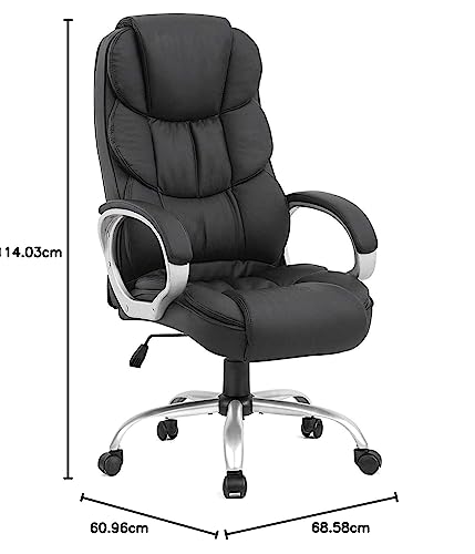 Image of High Back Office |Upholstery Leatherette & Chusion | Director & Executive Chair |Height Adjustable & Revolving Chair | Aluminium with Chrome Base Black Color - (111011214 Black)
