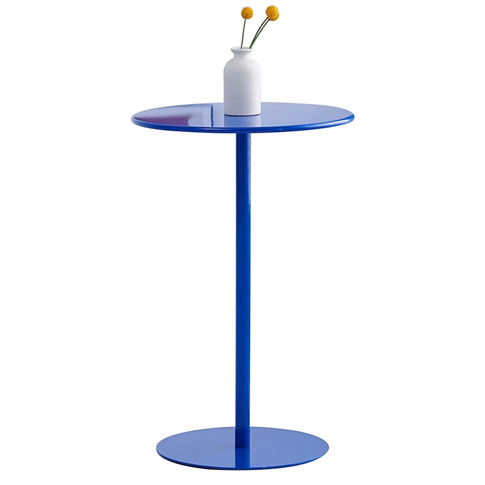 Mesa auxiliar de comedor de parte superior alta con base metálica robusta y diseño minimalista
