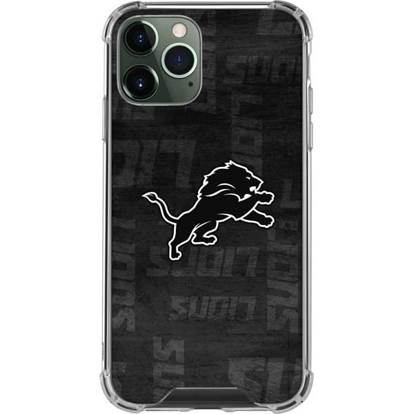 Skinit Clear Phone Case Compatible with iPhone 11 Pro Max - Officially Licensed NFL Detroit Lions Black & White Design