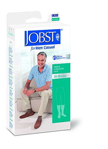 Image of JOBST 113120 forMen Casual Compression Sock, 20-30mmHg, Knee High, Black, Large Full Calf