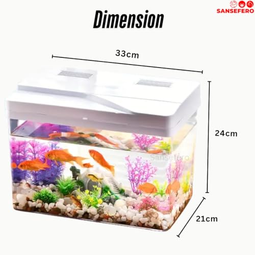 Image of Mini Fish Tank Aquarium (TP-33) 4K Transparency Moulded Fashion Aquarium Included with Filter & Light Suitable for Home Decor and Office Etc. (33 x 21 x 24 Cm)